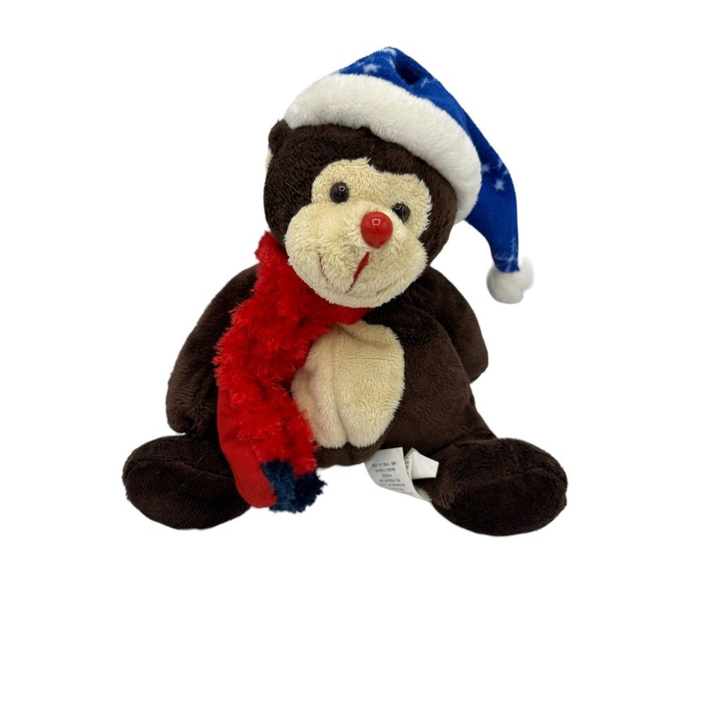 Walmart 10" Monkey Plush‎ Stuffed Animal Toy Blue Snowflake Snowflake Red Scarf